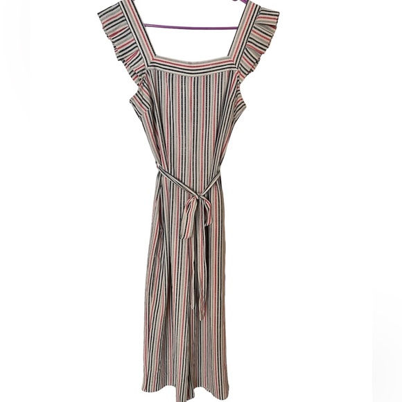 Beautiful Monteau Blue and Pink Striped Romper Jumpsuit w/Flutter Sleeves - Picture 5 of 6